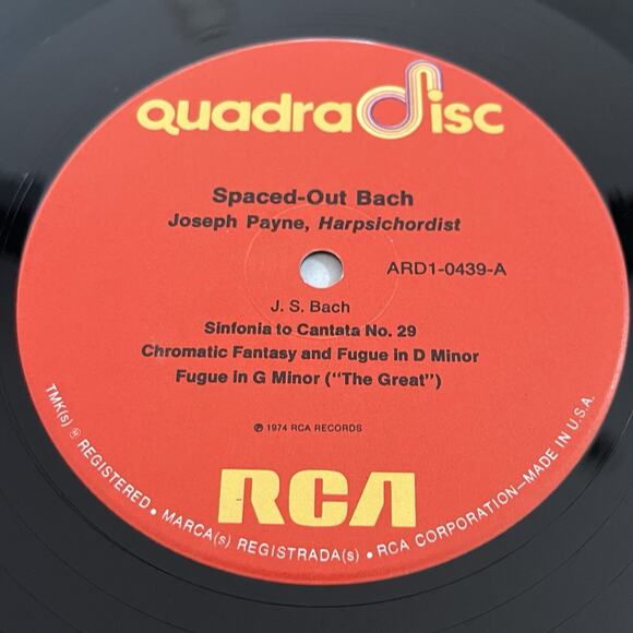 Joseph Payne ‎Spaced-Out Bach Vinyl LP 1974 RCA QuadraDisc ARD1-0439 - Picture 3 of 8